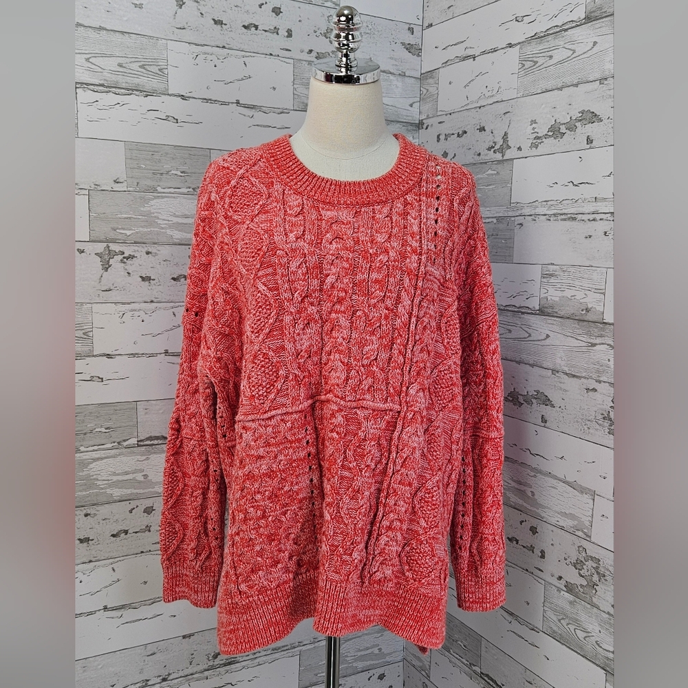 Anthropologie Pilcro Jasmine Cable Knit Tunic Sweater Small Oversized Marled